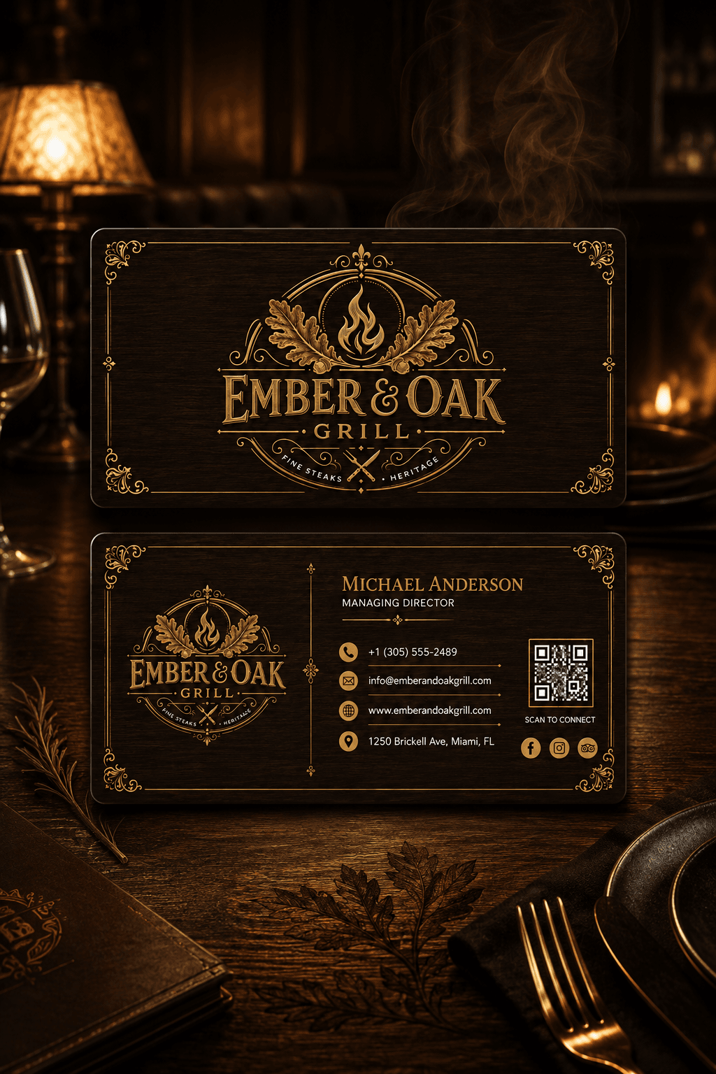 Ember & Oak Grill Business Card
