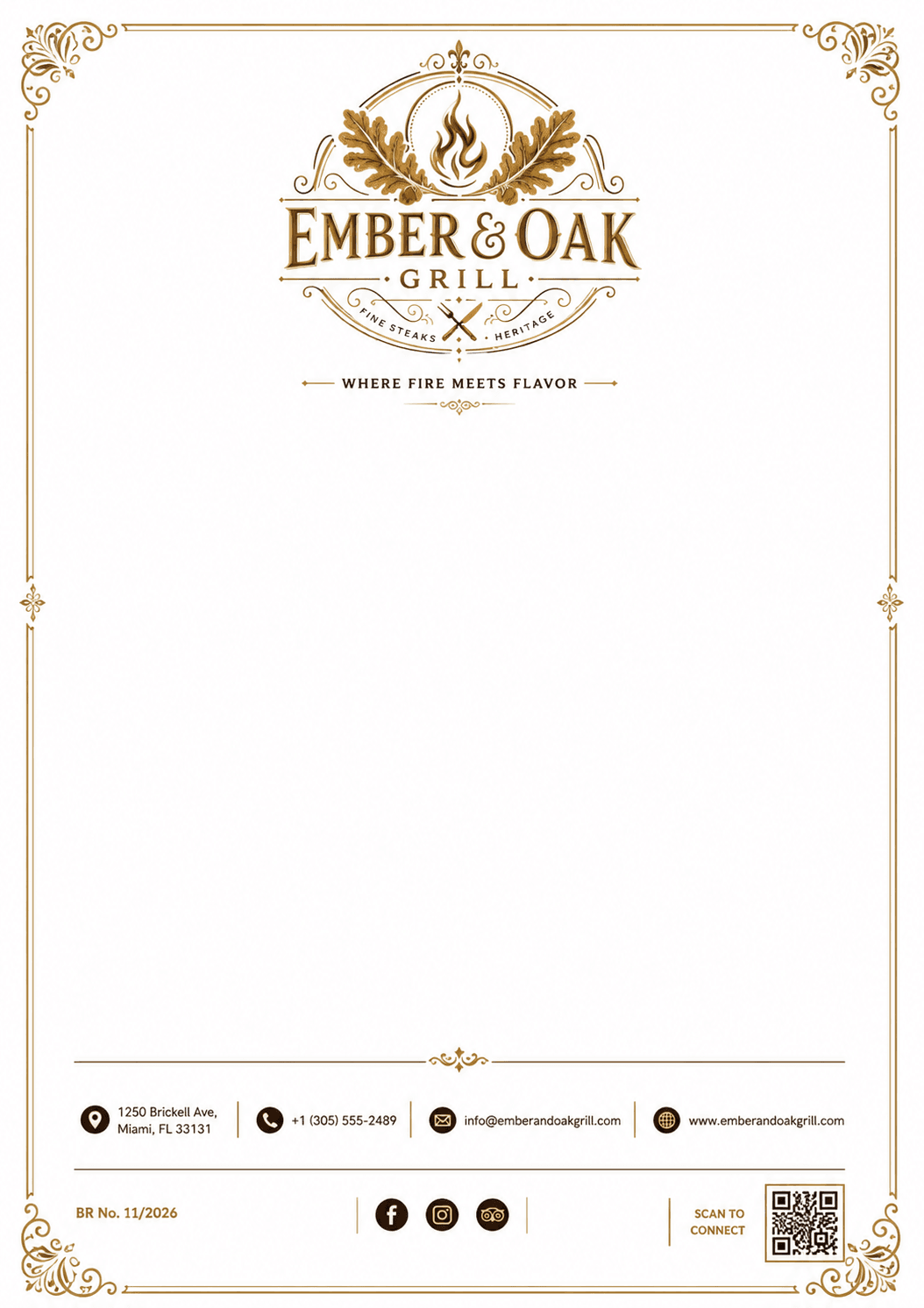 Ember & Oak Grill Letterhead