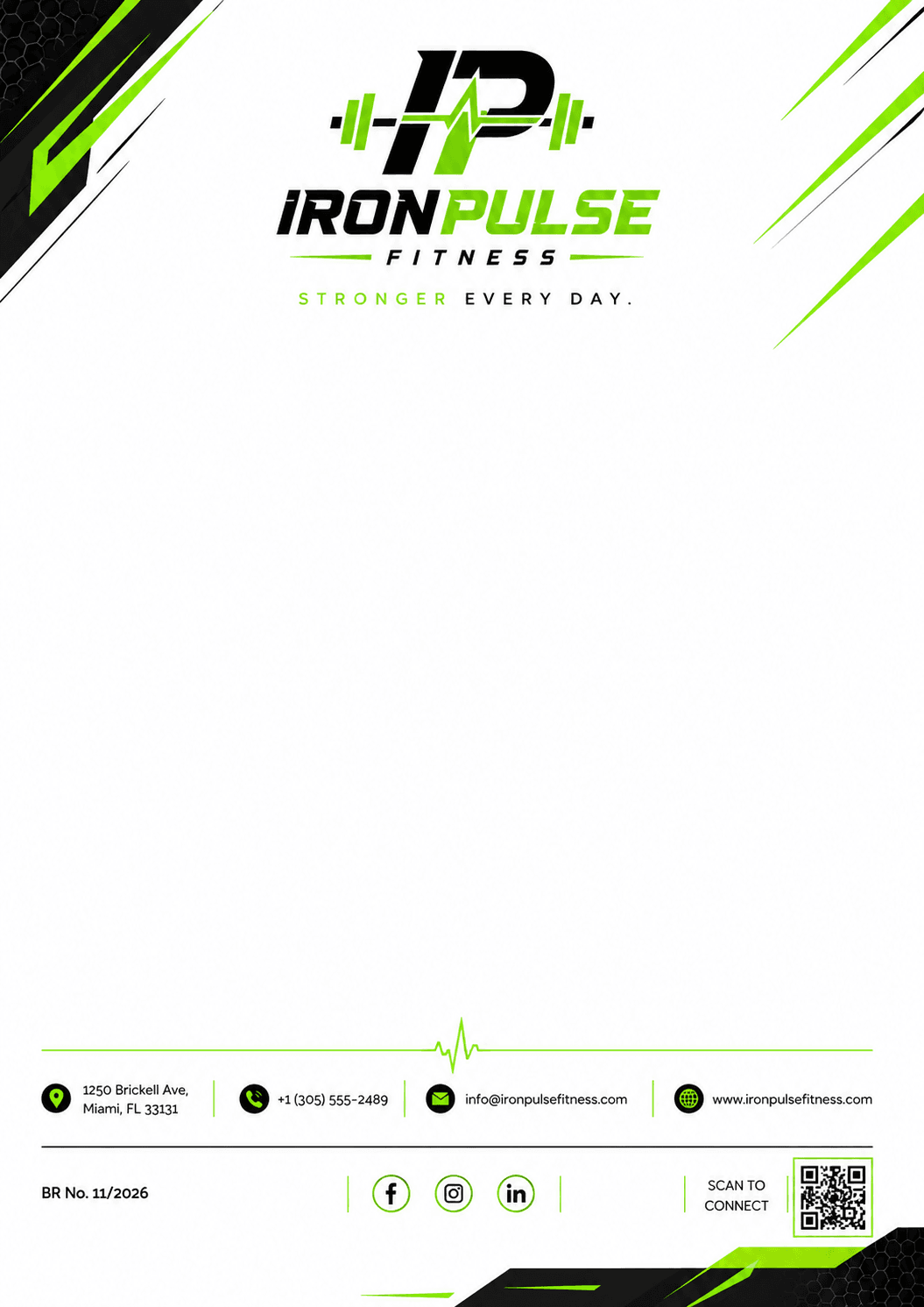 IronPulse Fitness Letterhead